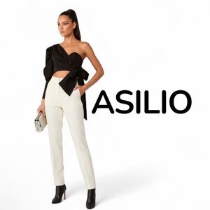 Gorgeous authentic Asilio designer wrap off shoulder crop top blouse sz 4